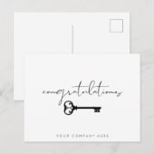 Elegante Sleutel Gefeliciteerd Nieuw Huis Vastgoed Briefkaart (Voorkant / Achterkant)