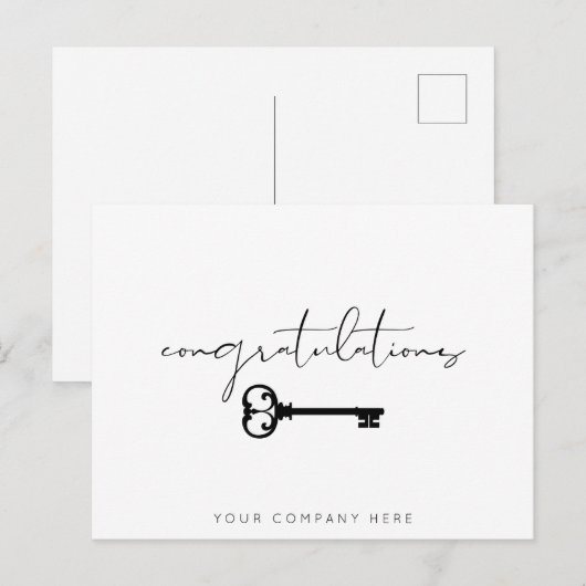 Elegante Sleutel Gefeliciteerd Nieuw Huis Vastgoed Briefkaart (Voorkant / Achterkant)