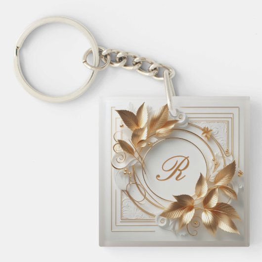 Elegante Sleutelhanger met Gouden Monogram (Voorkant)
