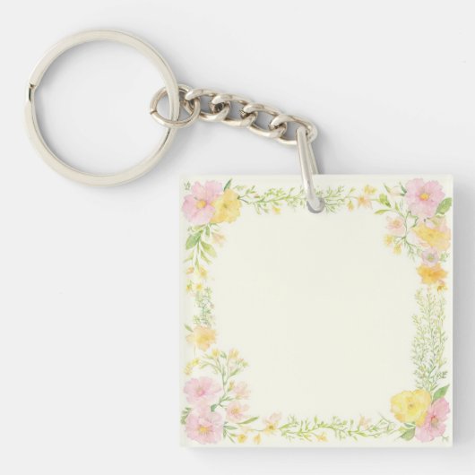 Elegante  Sleutelhanger met Waterverf Flor (voorkant)