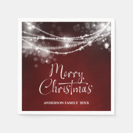 Elegante slingerlichten bordeauxrood kerstfeest servet