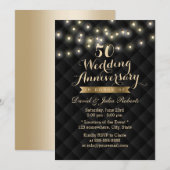 Elegante slingerlichtjes 50ste huwelijksjubileum kaart (Voorkant / Achterkant)