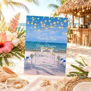 Elegante slingerlichtjes zomer oceaankust bruiloft kaart