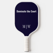 Elegante Slogan Navy Blauw & Wit | Modern monogram Pickleball Paddle (Voorkant)