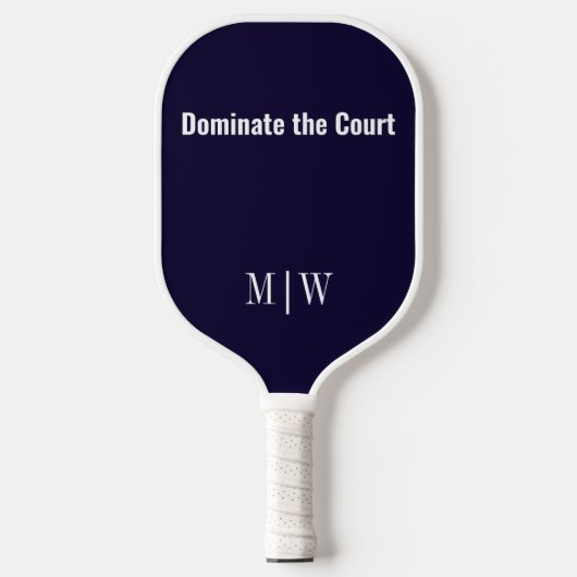 Elegante Slogan Navy Blauw & Wit | Modern monogram Pickleball Paddle (Voorkant)