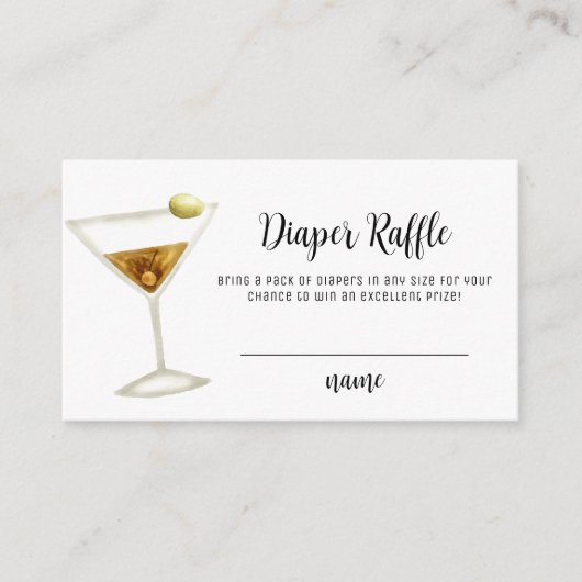 Elegante slok Zie Martini Luier Raffle Baby shower Informatiekaartje (Voorkant)
