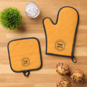 Elegante Small Business Promotie Custom Cantaloupe Ovenwant & Pannenlap Set (Top down)
