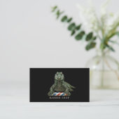 Elegante Smaragd Alligator Kapper Winkel Qr Code Visitekaartje (Staand voorkant)