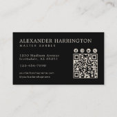 Elegante Smaragd Alligator Kapper Winkel Qr Code Visitekaartje (Achterkant)