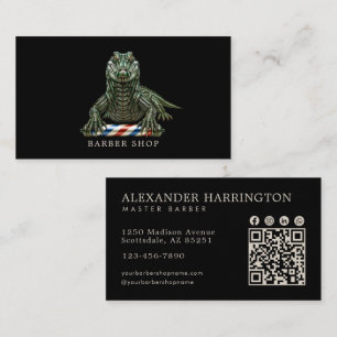 Elegante Smaragd Alligator Kapper Winkel Qr Code Visitekaartje