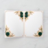 Elegante Smaragd Bruiloft Verliefd Kaart (Binnen)