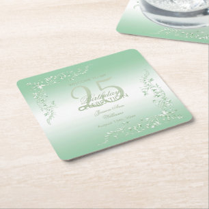 Elegante Smaragd Decoratie 25e Verjaardag Kartonnen Onderzetters