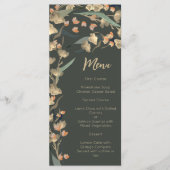 Elegante smaragd en beige wilde bloem botanisch  menu (Voorkant)