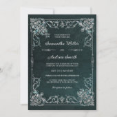 Elegante smaragd en diamanten bruiloft kaart (Voorkant)