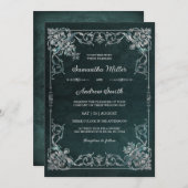 Elegante smaragd en diamanten bruiloft kaart (Voorkant / Achterkant)