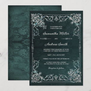 Elegante Smaragd en Diamanten Bruiloft Kaart