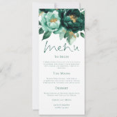 Elegante Smaragd en Gouden Bloemen Wedding Menu Ka Kaart (Voorkant)