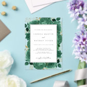 Elegante smaragd en gouden Roos Clear Wedding Acryl Uitnodigingen (Insitu (Huwelijk))