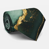 Elegante Smaragd Goud Marmer Stropdas (Opgerold)