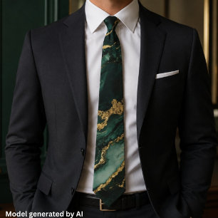 Elegante Smaragd Goud Marmer Stropdas