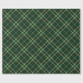 Elegante Smaragd Gouden Kerst Plaid Cadeaupapier (Vlak)