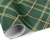 Elegante Smaragd Gouden Kerst Plaid Cadeaupapier (Rol Hoek)