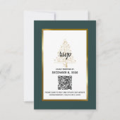 Elegante Smaragd Gouden Winter Bruiloft QR Code RSVP Kaartje (Voorkant)