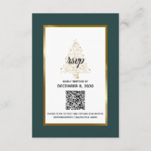 Elegante Smaragd Gouden Winter Bruiloft QR Code