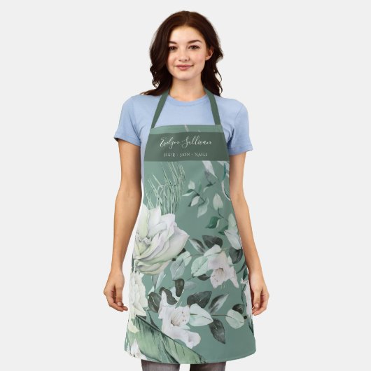 Elegante Smaragd groen Beauty Professional Schort (Gedragen)