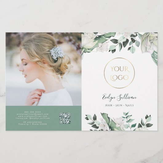 Elegante smaragd groen bifold brochure (Voorkant)