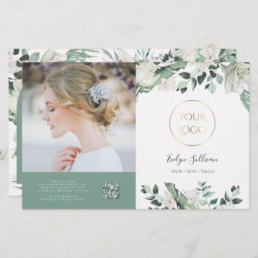 Elegante smaragd groen bifold brochure (Voorkant / Achterkant)