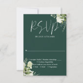 Elegante smaragd groen bloemenbruiloft RSVP kaartje (Voorkant)