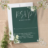 Elegante smaragd groen bloemenbruiloft RSVP kaartje