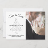 Elegante Smaragd Groen Zilver Winter Bruiloft Foto Save The Date (Voorkant)