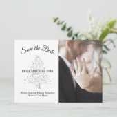 Elegante Smaragd Groen Zilver Winter Bruiloft Foto Save The Date (Staand voorkant)