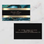 Elegante Smaragd Groen Zwart Goud Gestreept Glitte Visitekaartje (Voorkant / Achterkant)
