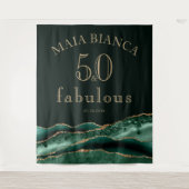 Elegante Smaragd Groene Agaat 50e Verjaardag Achte Wandkleed (Voorkant)