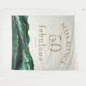 Elegante Smaragd Groene Agaat 50e Verjaardag Achte Wandkleed (Voorkant (horizontaal))