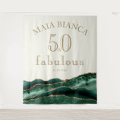 Elegante Smaragd Groene Agaat 50e Verjaardag Achte Wandkleed (Voorkant)