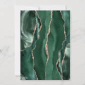 Elegante Smaragd Groene Agaat Roos Gouden Bruiloft Kaart (Achterkant)