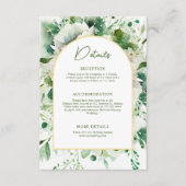 Elegante Smaragd Groene Bloemen Botanische Bruilof Informatiekaartje (Voorkant)