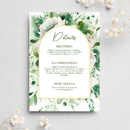Elegante Smaragd Groene Bloemen Botanische Bruilof Informatiekaartje