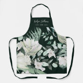 Elegante Smaragd Groene Bloemen Schoonheid Profess Schort (Voorkant)