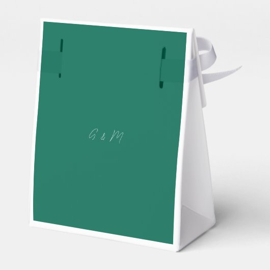 Elegante Smaragd Groene Bruiloft Favor Box Bedankdoosjes (Achterkant)