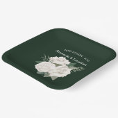 Elegante Smaragd Groene en Witte Rozen Bruiloft Papieren Bordje (Gebogen)