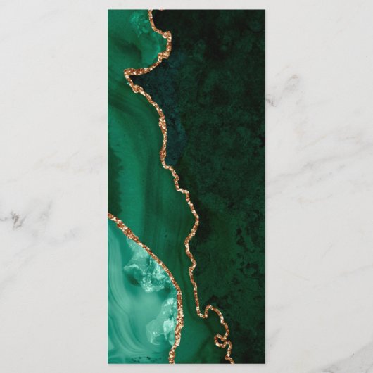 Elegante Smaragd Groene Gouden Agaat Donkere Bruil Menu (Achterkant)