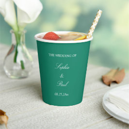 Elegante Smaragd Groene Huwelijkspapier Cups Papieren Bekers