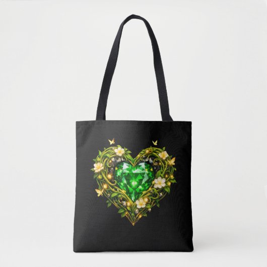 Elegante Smaragd Hart Luxe Tote Tas (Voorkant)