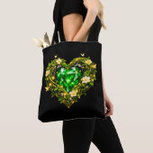 Elegante Smaragd Hart Luxe Tote Tas (Dichtbij)