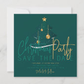 Elegante Smaragd Kerstboom Feest Save The Date (Voorkant)